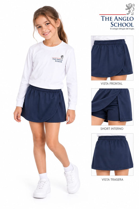 Pollerita short piqué azul marino