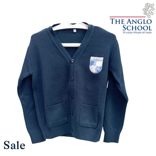 Saco tejido azul marino, escote V bordado 50% SALE